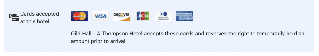 Card Accepted At This Hotel Example